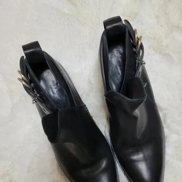 Rag & Bone Sullivan Black Low Heel Bootie 37 Leather Western - Picture 4 of 8